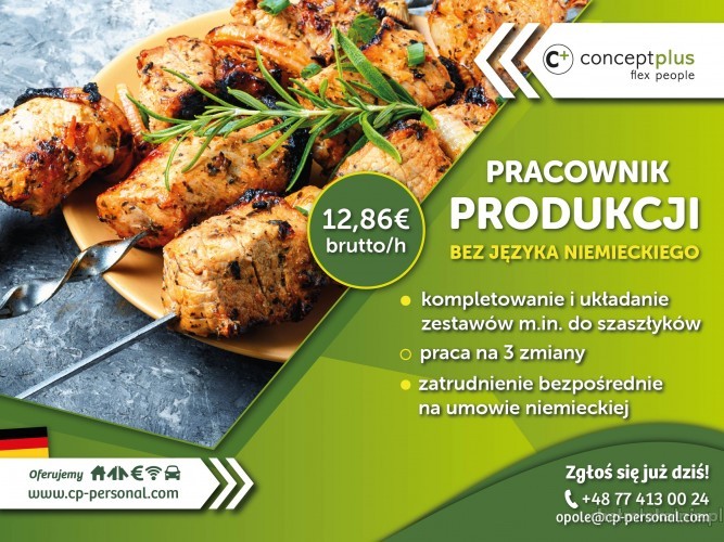 Pracownik produkcji (k/m) bez języka – nawet 12,86 € brutto/h!