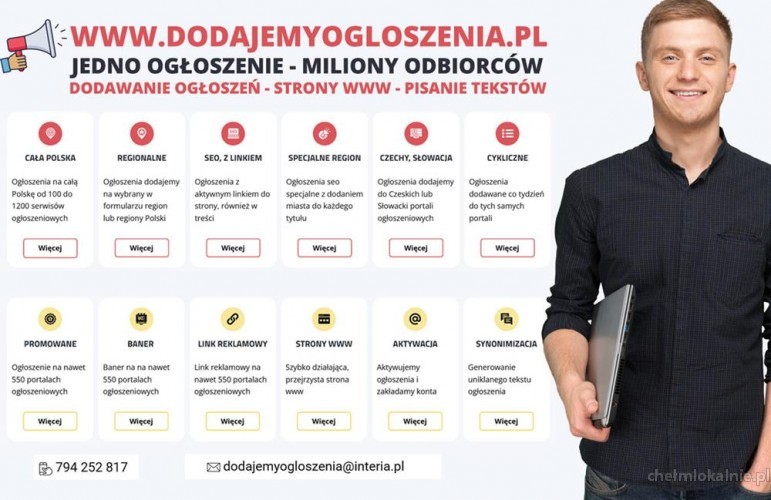 Reklama firmy w internecie, ogłoszenia, projekty stron www, pisanie tekstów