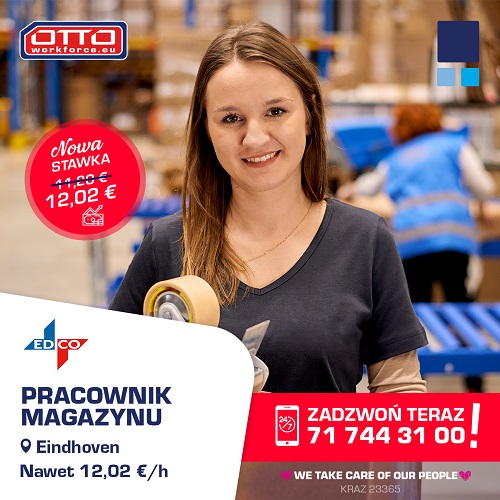 Pracownik magazynu z lekkim asortymentem. 12,02 EUR/h - NL!