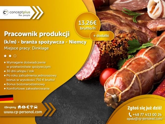 Pracownik produkcji - branża spożywcza – Niemcy